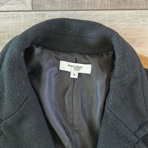 Peter Som Collective Colorblock Black Pink Tan Wool Coat Size 8 - Picture 4 of 5